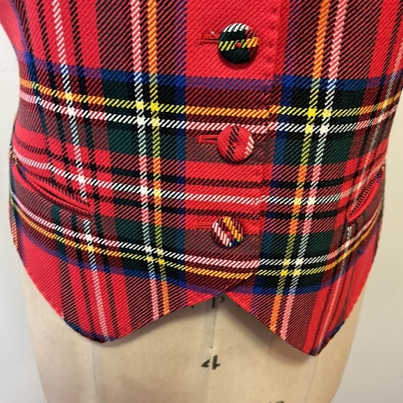Moschino Red Tartan Plaid Wool Vest - Picture 5 of 12